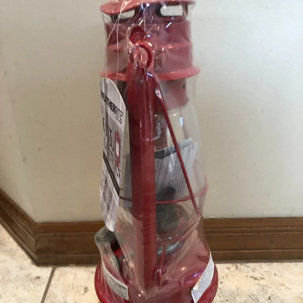 Kerosene OIL LANTERN red glass globe indoors outdoors hurricane WEATHERRITE NWT
